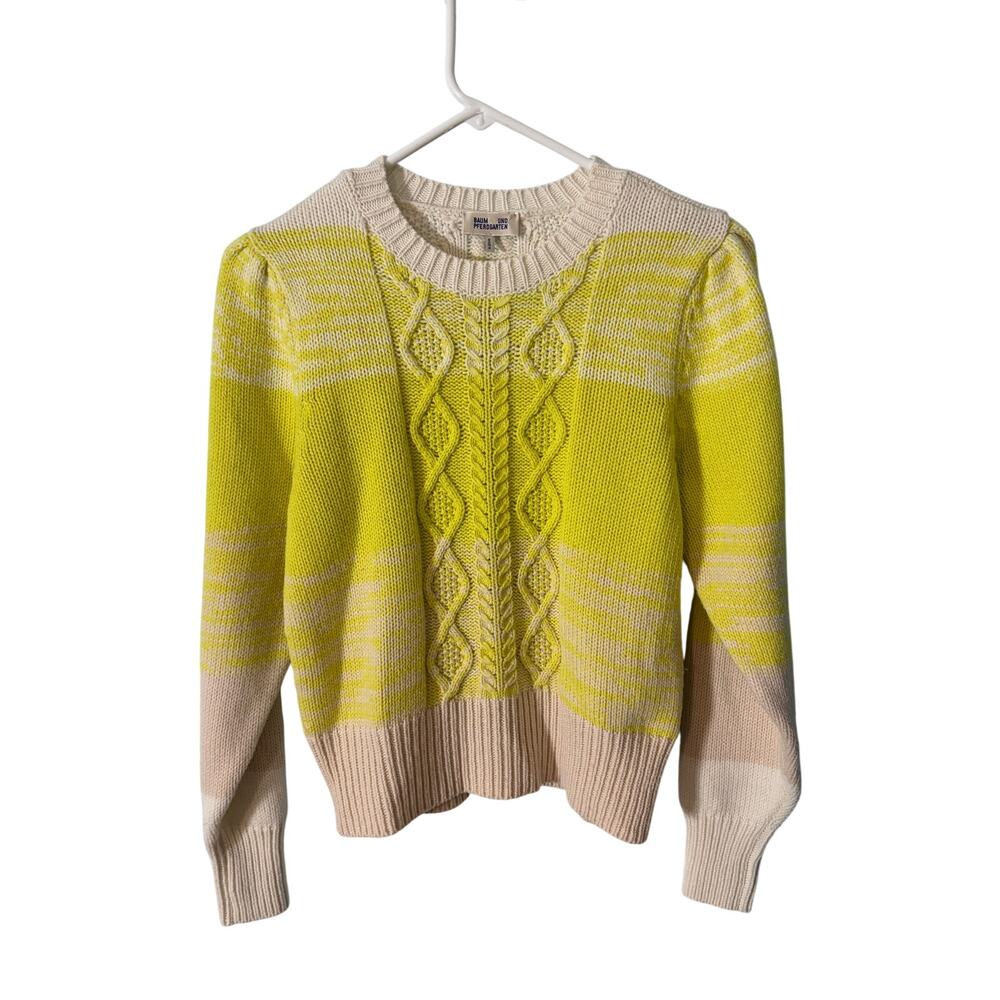 Beautiful Baum und Pferdgarten Caraway Cable Knit Sweater M Chartreuse Wool
